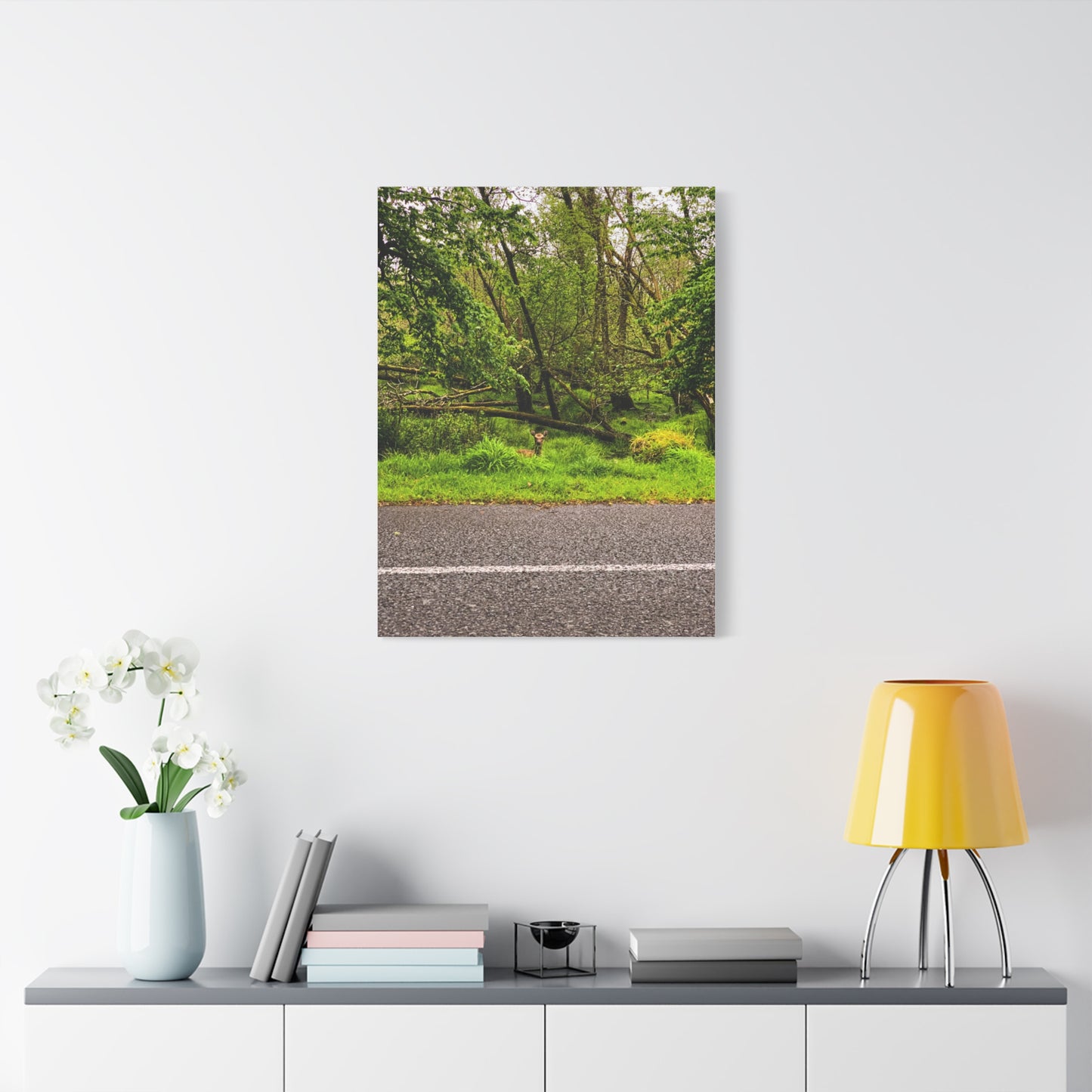 Deer in Ditch Matte Canvas, Stretched, 1.25"