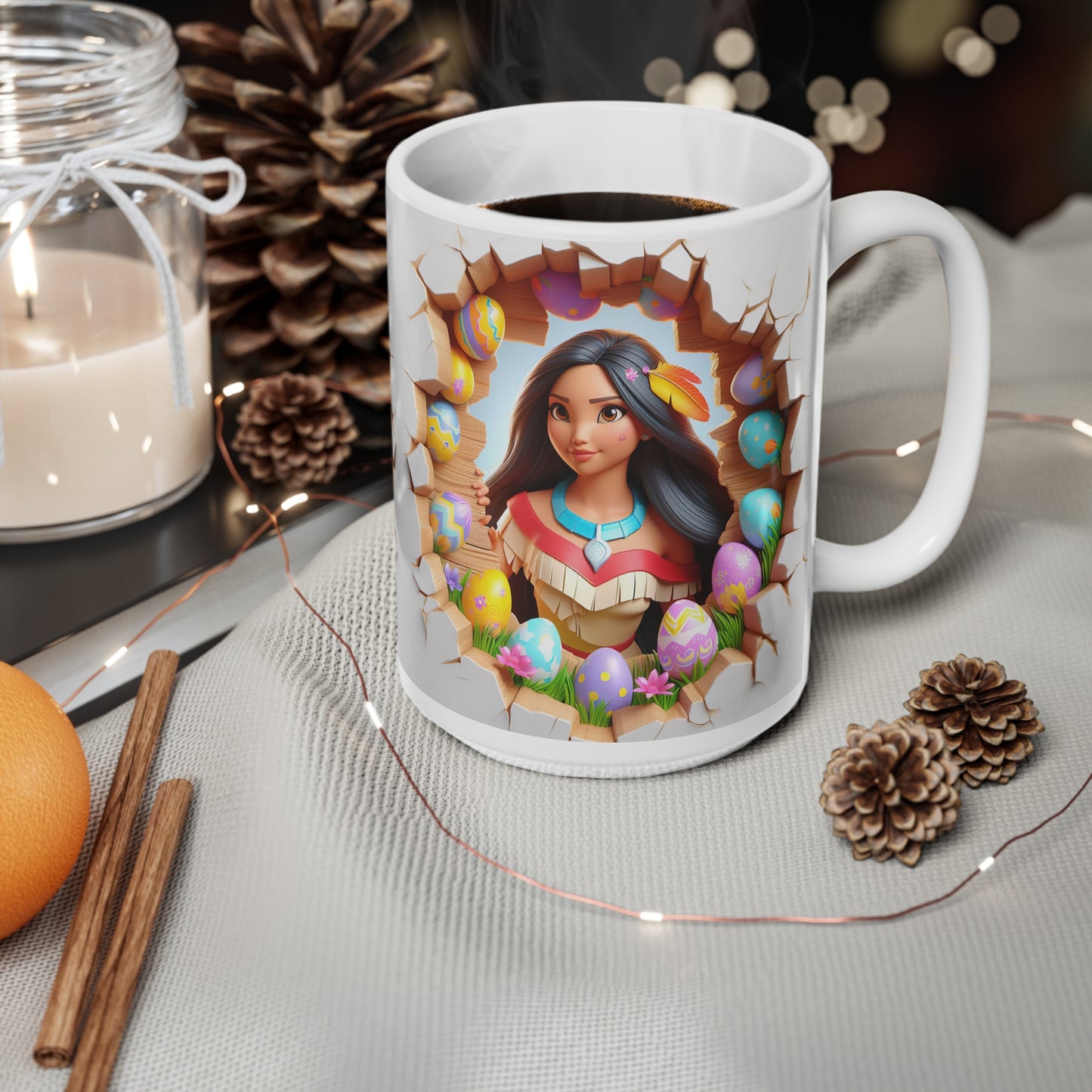 Easter-Themed Ceramic Coffee Mug - 11oz & 15oz Featuring Celebratory Character Design