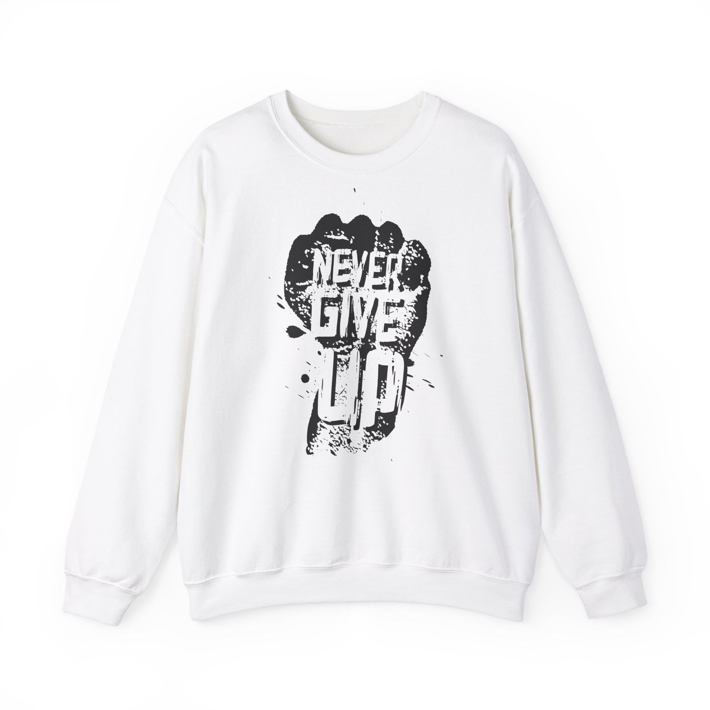 Inspirational Crewneck Sweatshirt - 'Never Give Up'