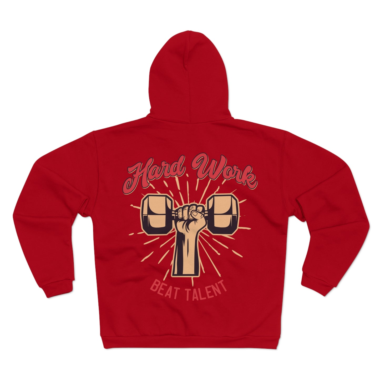 Hard Work Beat Talent Unisex Zip Hoodie - Motivational Sweatshirt for Fitness Enthusiasts