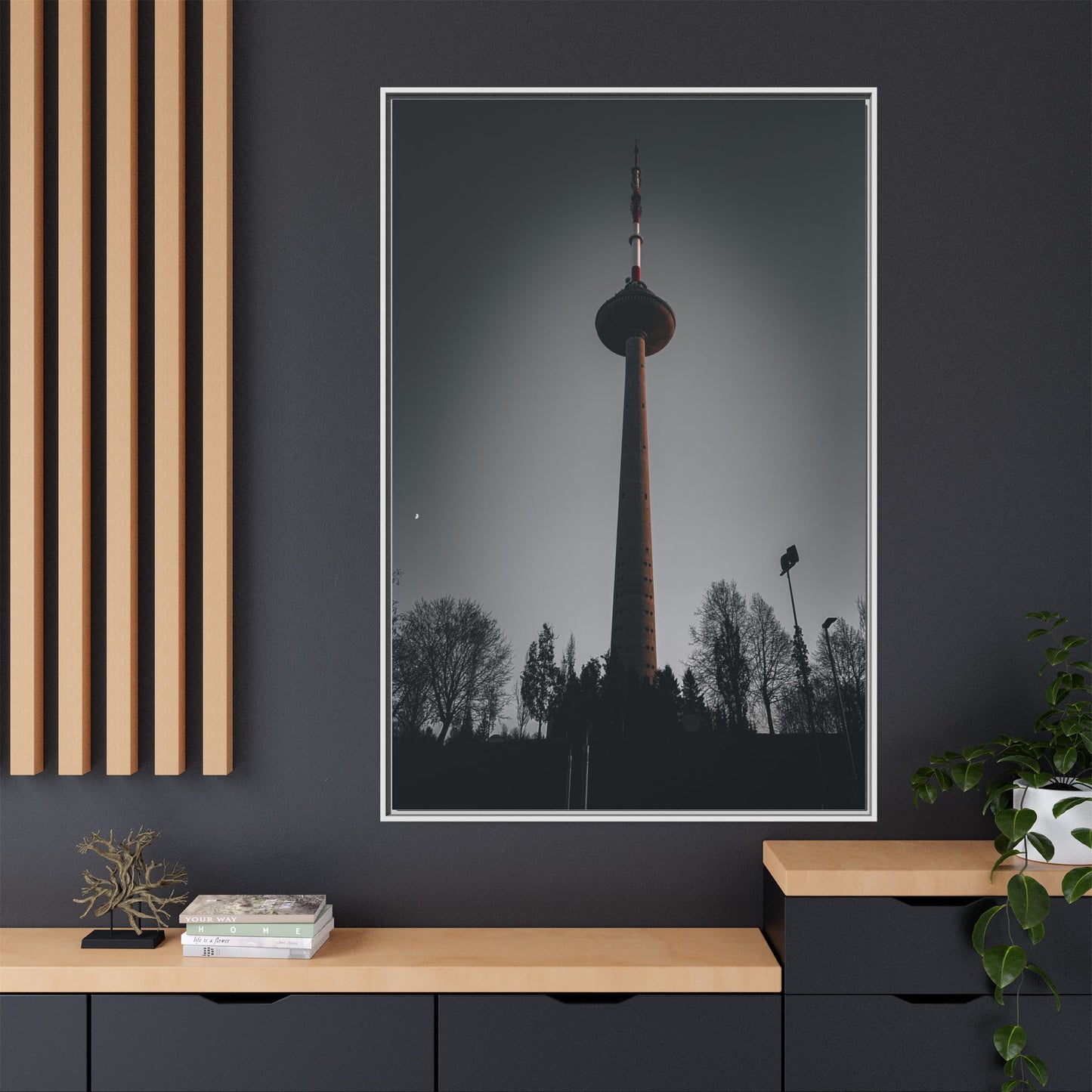 TV Tower Matte Canvas, Framed (Multi-color)