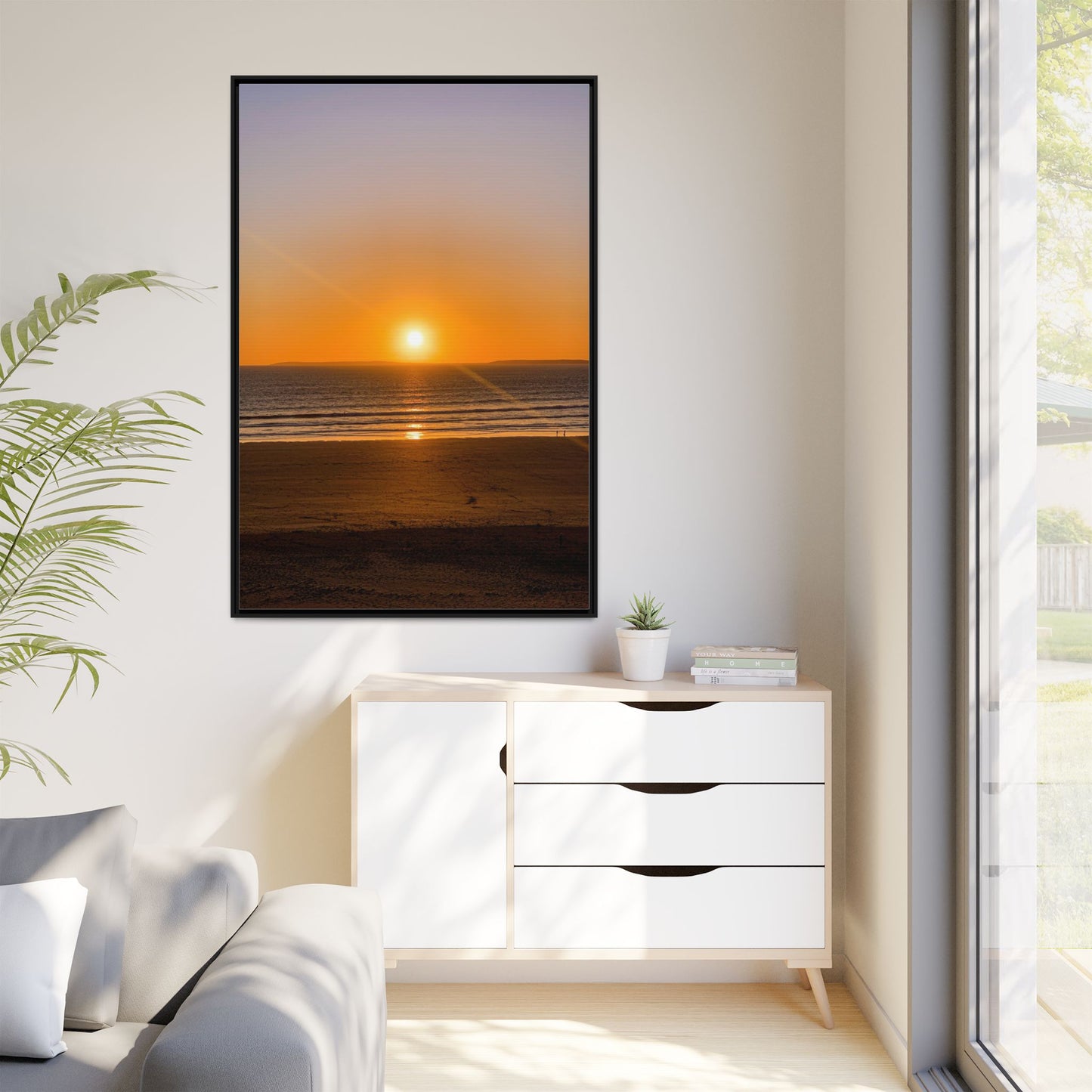 Sunset in Ocean Matte Canvas, Framed (Multi-color)