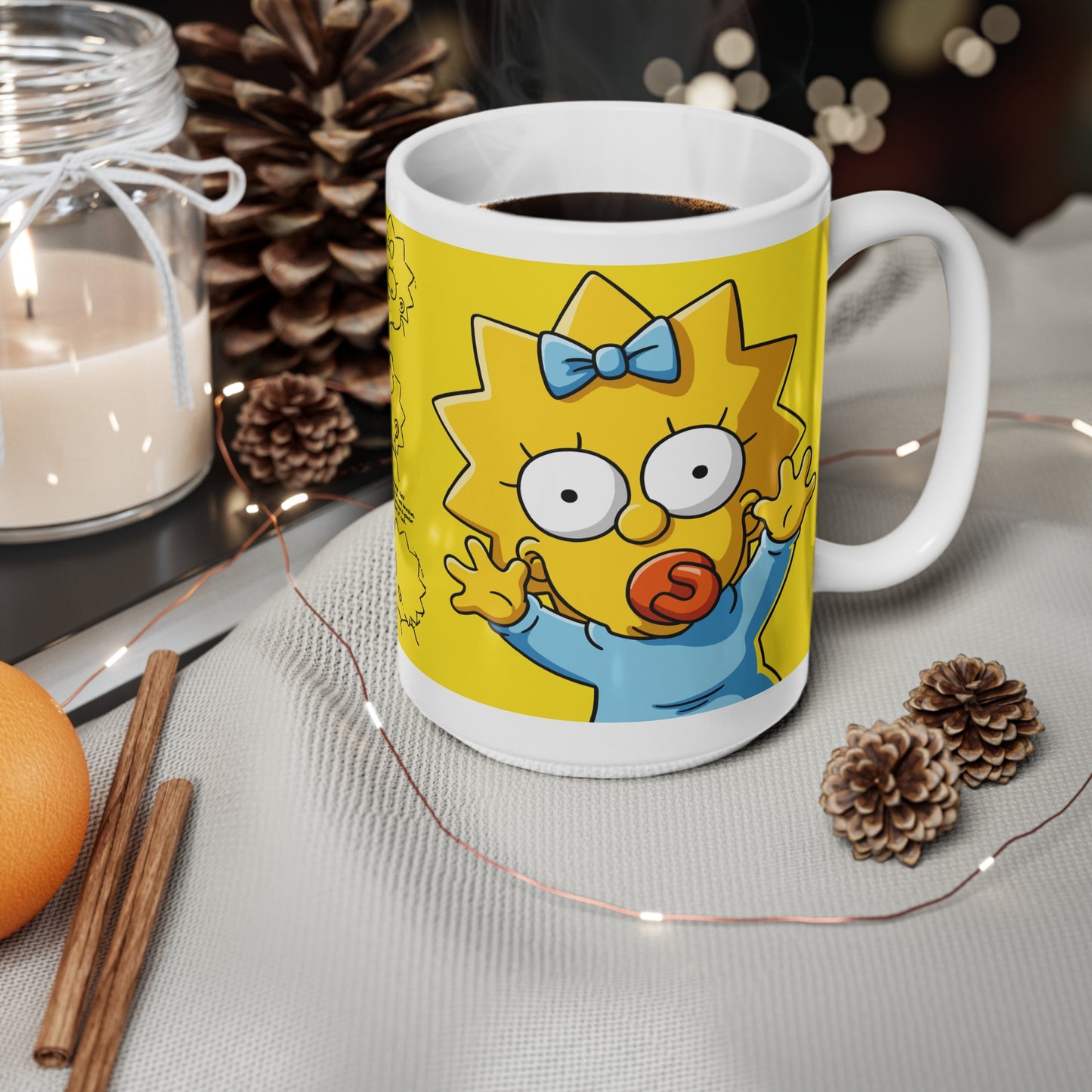 Maggie Ceramic Coffee Cups – Fun 11oz & 15oz Mugs | Cartoon Coffee Mug Gift for Fans