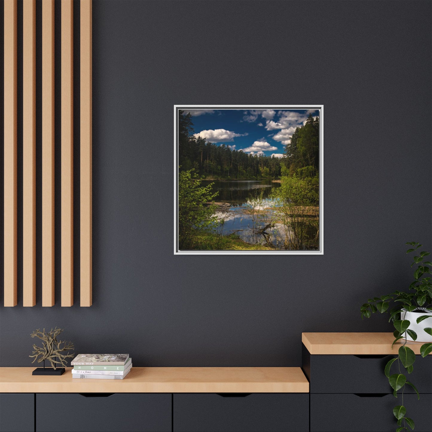 Vilnius Lake Matte Canvas, Framed (Multi-color)