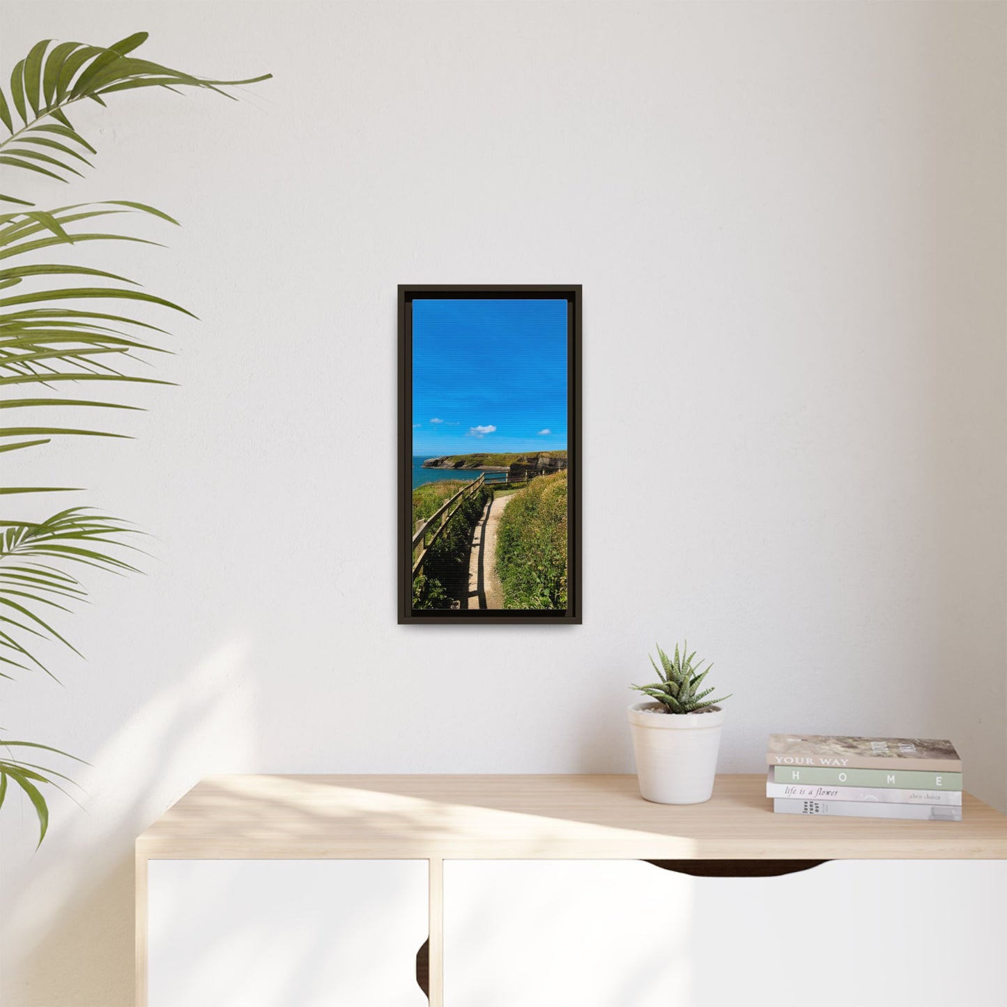 Cliff Trail Ballybunion Matte Canvas, Framed (Multi-color)