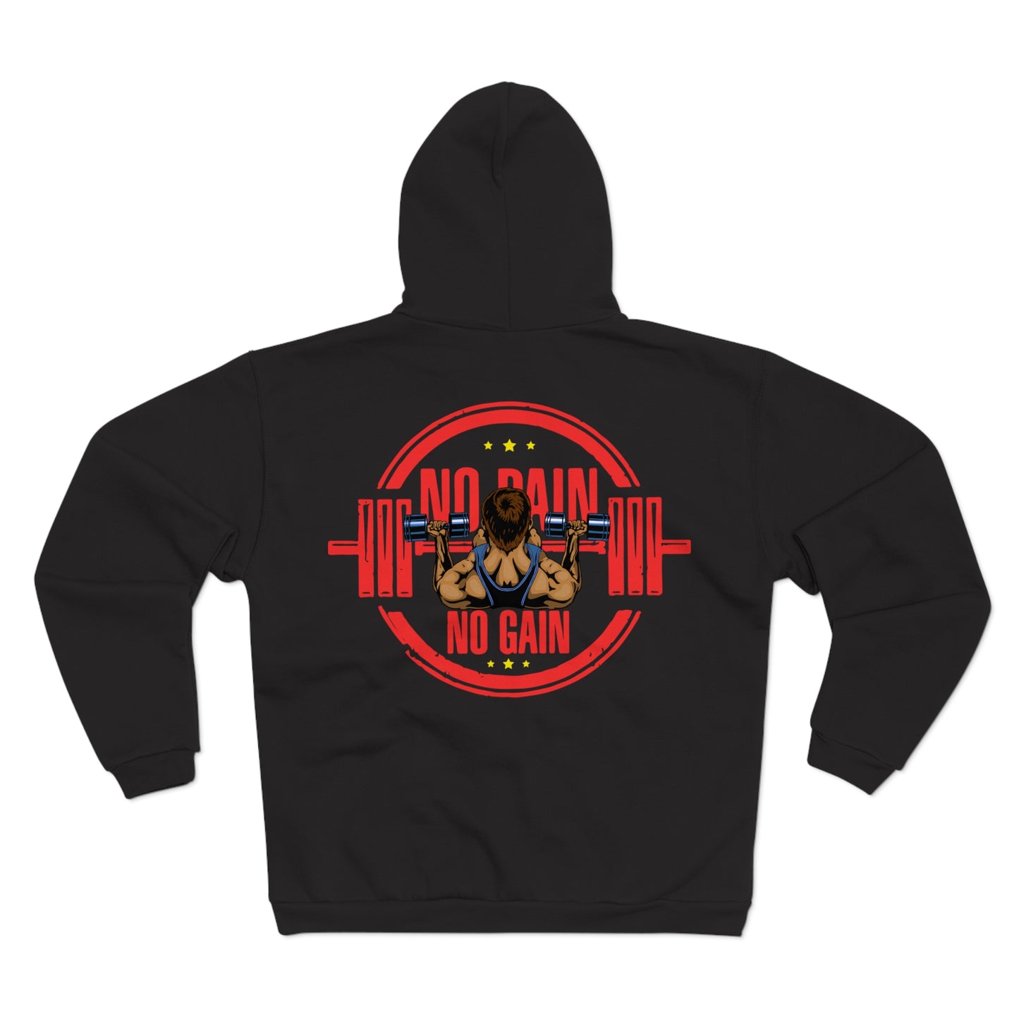 Unisex Hooded Zip Sweatshirt - No Pain No Gain Fitness Hoodie