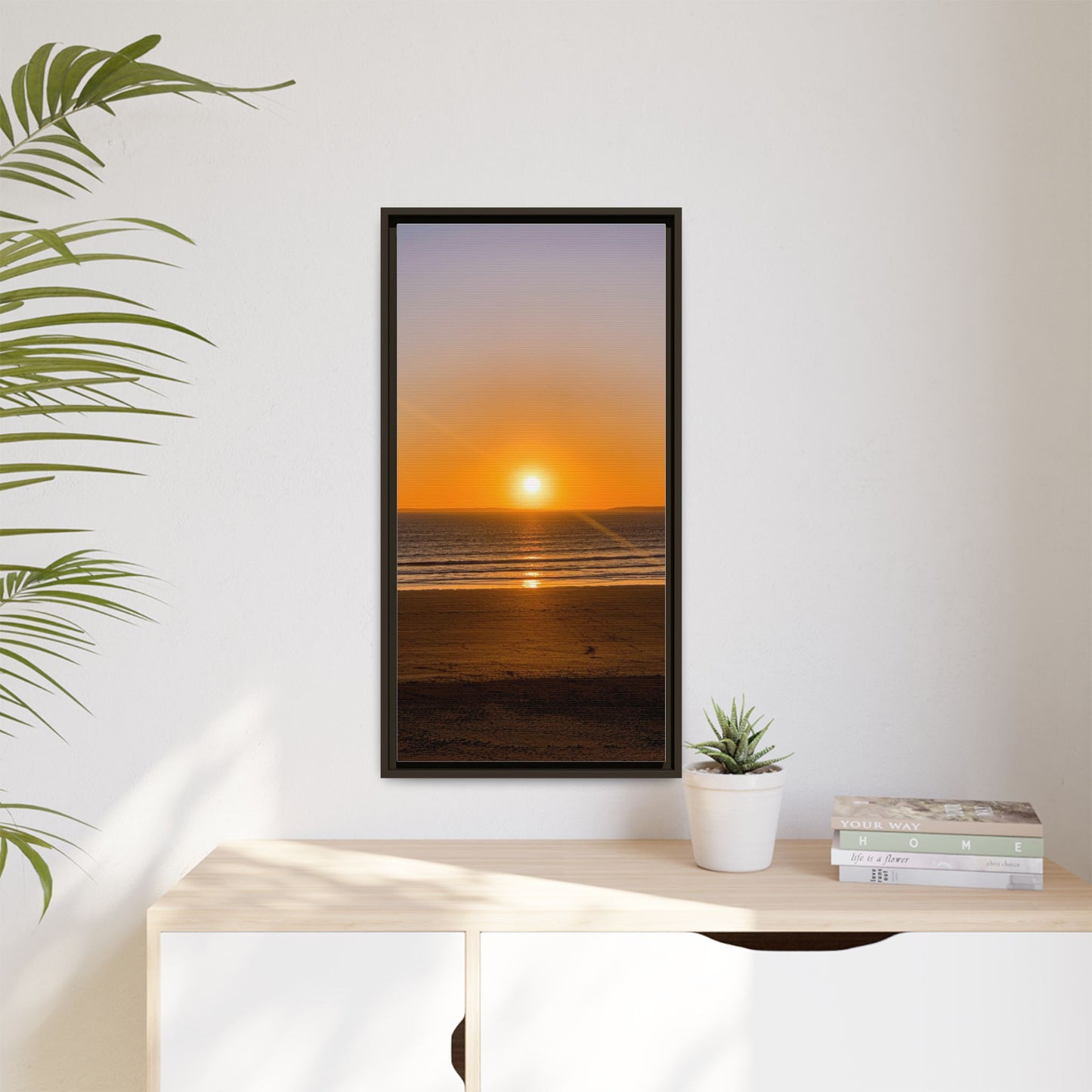 Sunset in Ocean Matte Canvas, Framed (Multi-color)