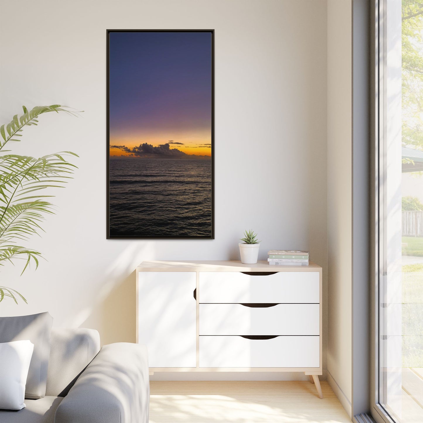 Sunset in Ocean 2 Matte Canvas, Framed (Multi-color)