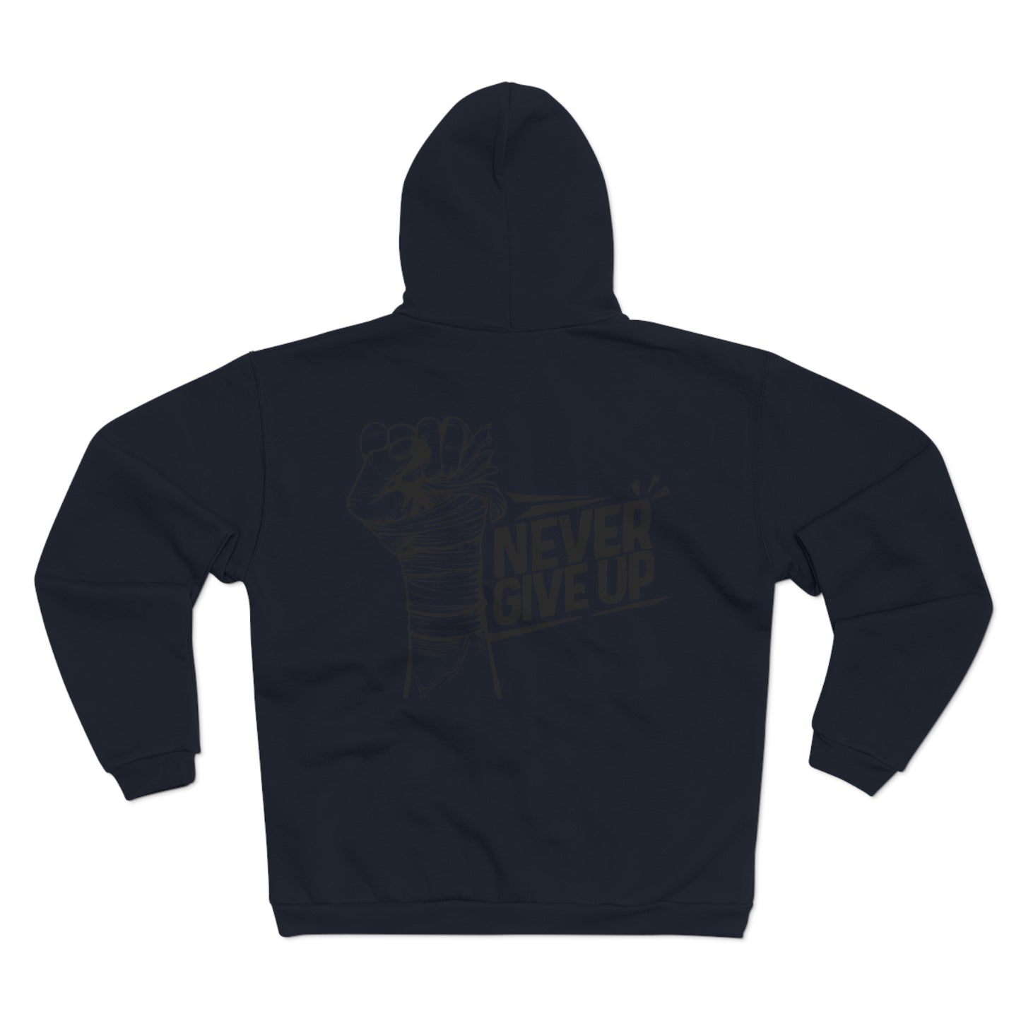 Unisex Zip Hoodie - 'Never Give Up' Motivational Sweatshirt