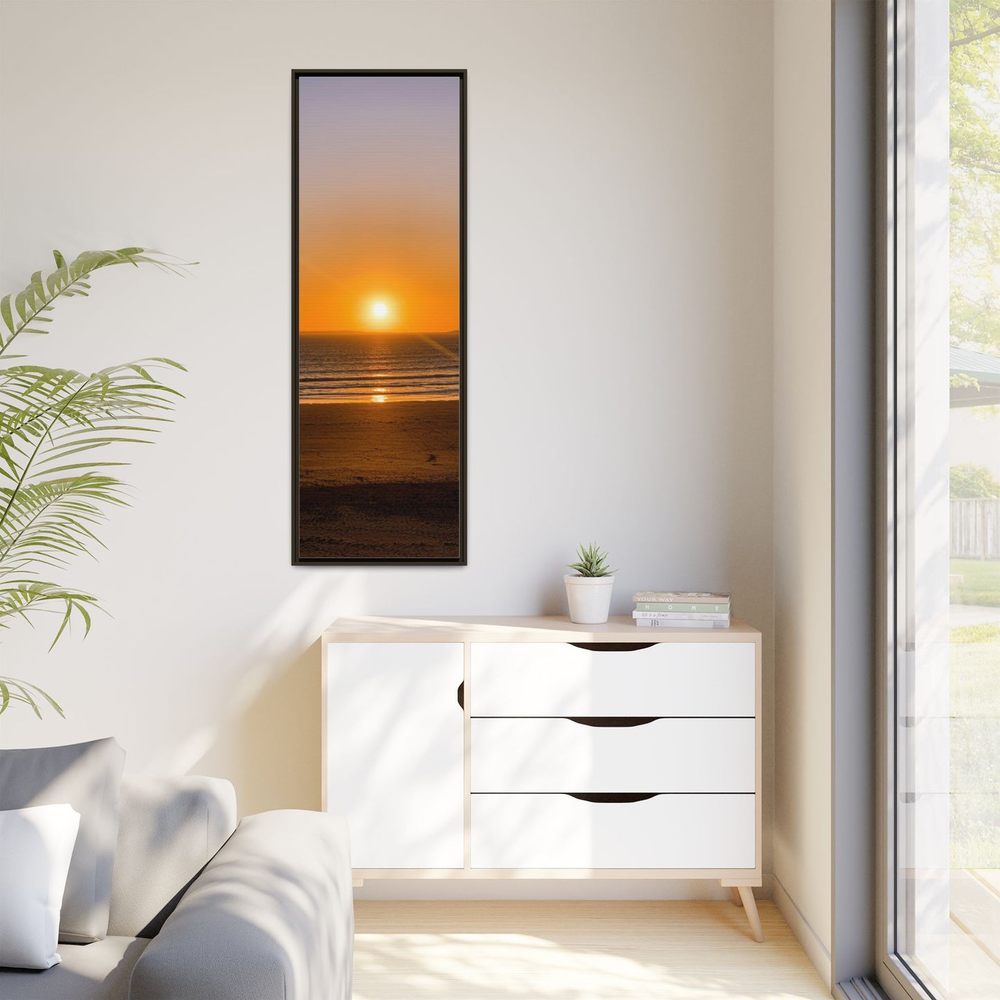 Sunset in Ocean Matte Canvas, Framed (Multi-color)