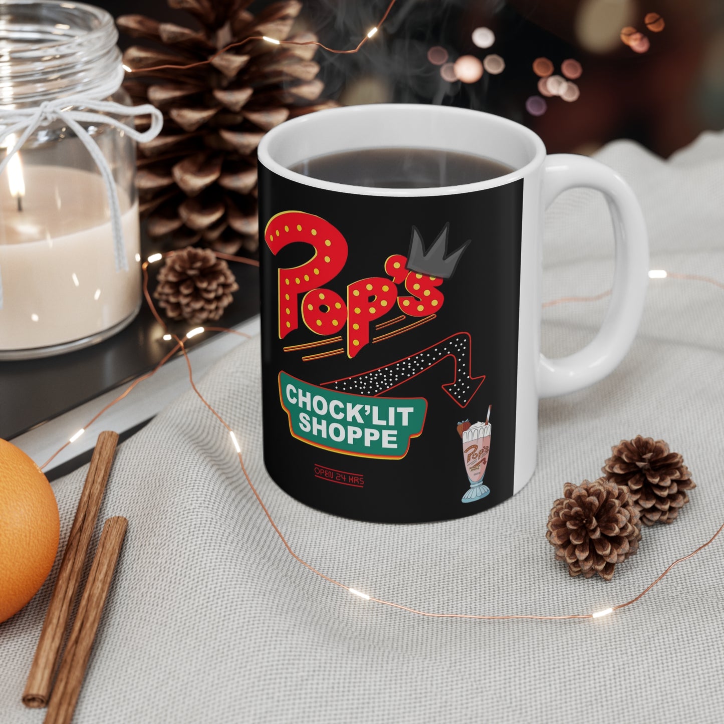 Fun Retro Diner-Inspired Ceramic Coffee Cups - 11oz & 15oz