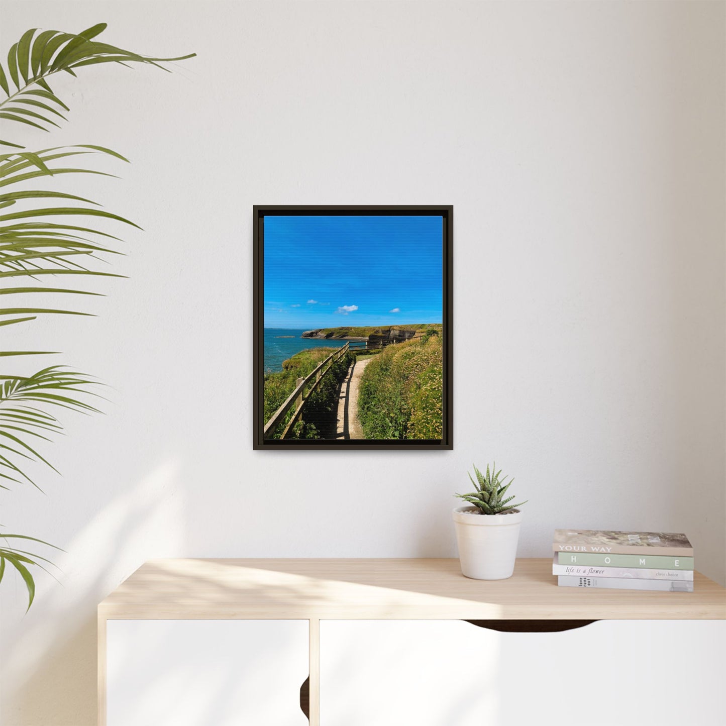 Cliff Trail Ballybunion Matte Canvas, Framed (Multi-color)
