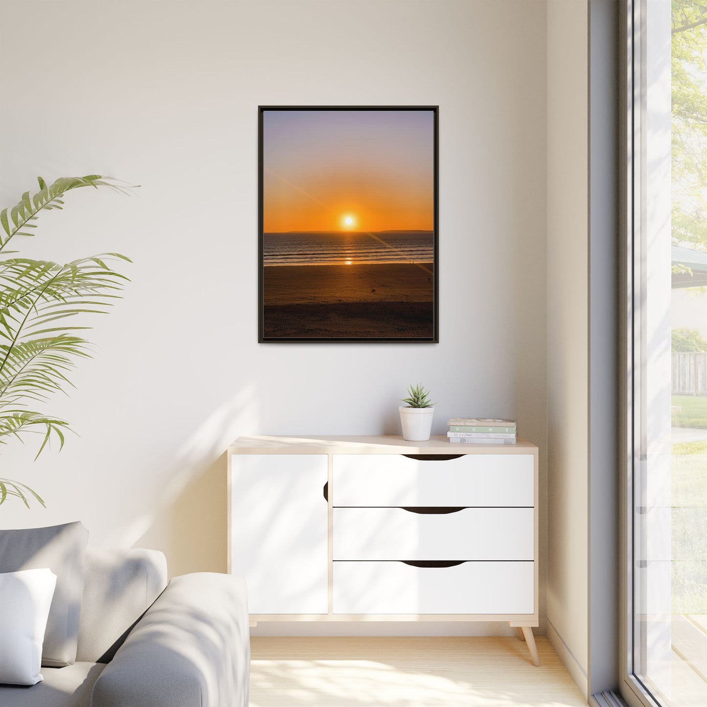 Sunset in Ocean Matte Canvas, Framed (Multi-color)