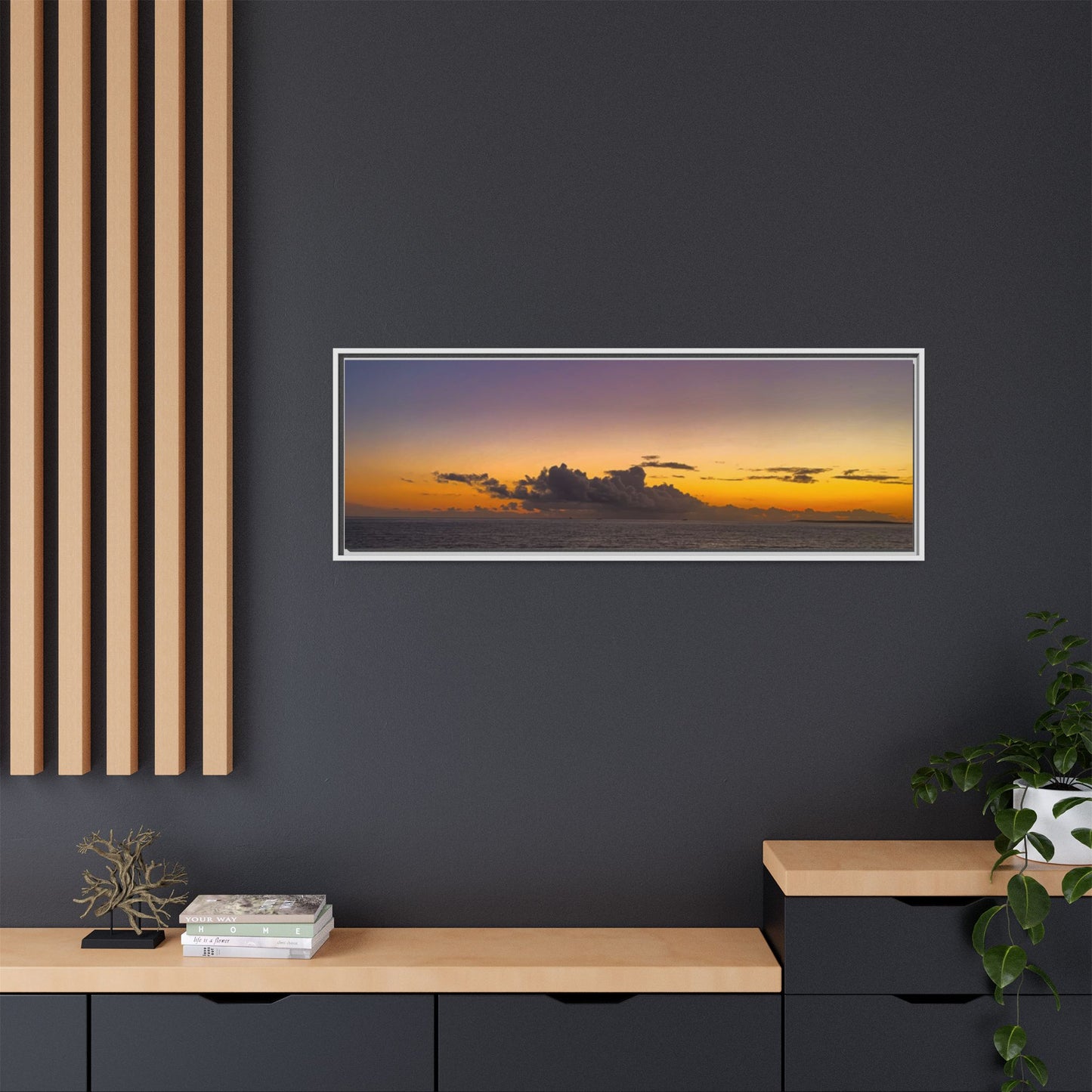 Sunset in Ocean 2 Matte Canvas, Framed (Multi-color)