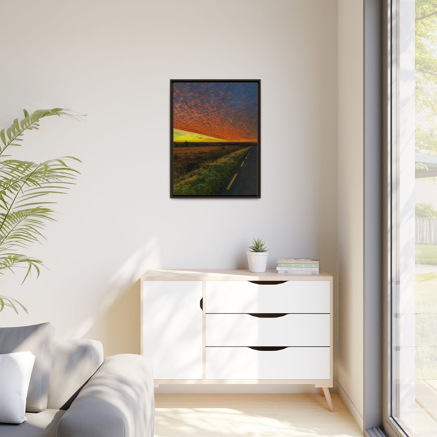Cloudy Sunset Matte Canvas, Framed (Multi-color)