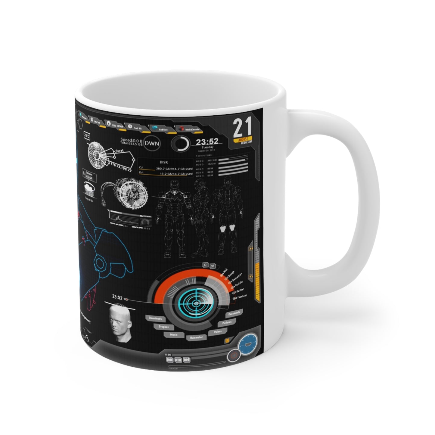 Iron Man Tech Coffee Mug - 11oz & 15oz - Perfect for Superhero Fans