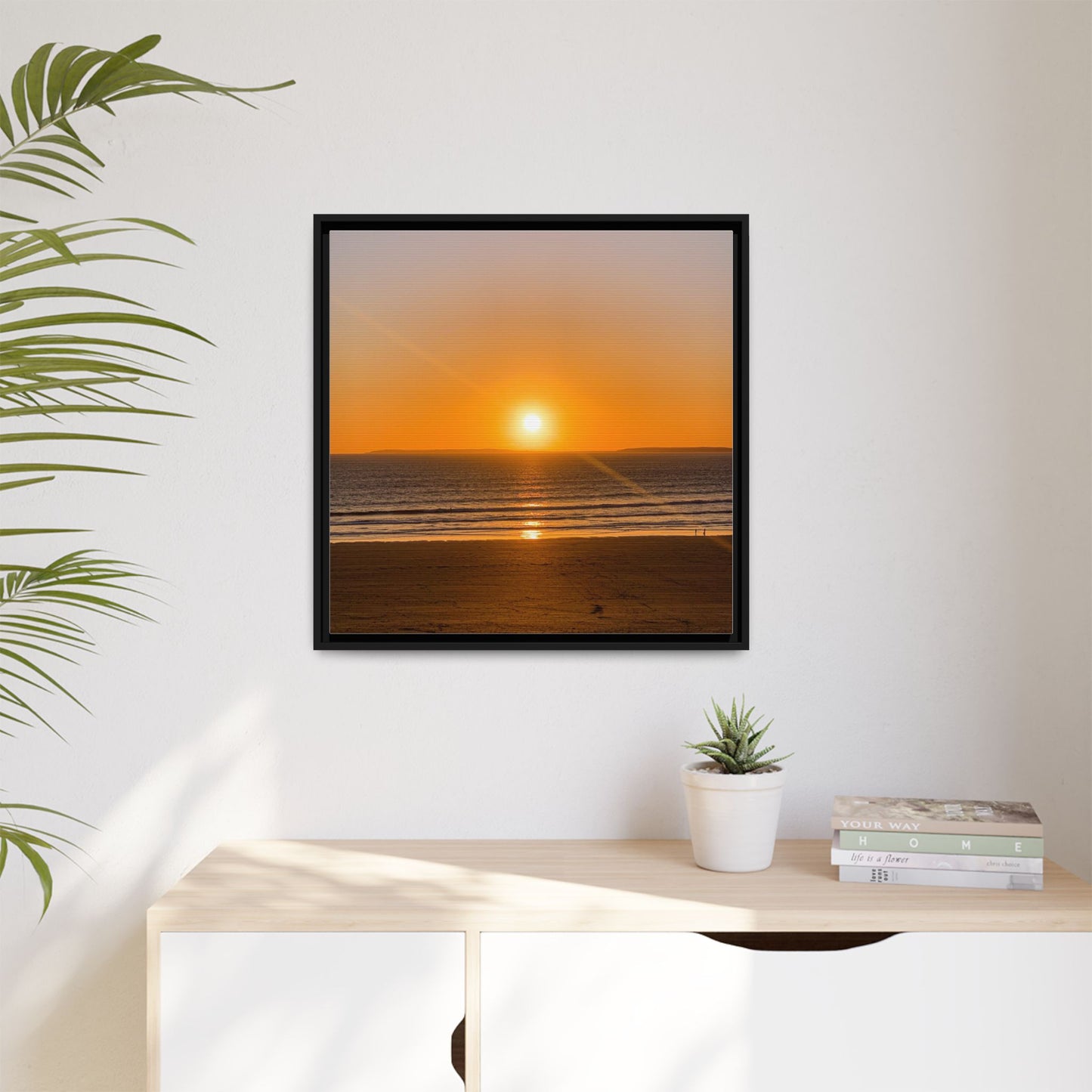 Sunset in Ocean Matte Canvas, Framed (Multi-color)