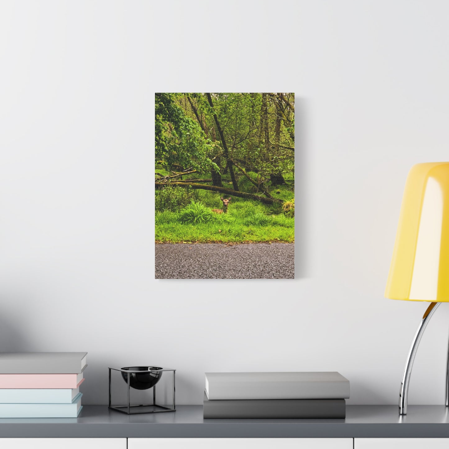 Deer in Ditch Matte Canvas, Stretched, 1.25"