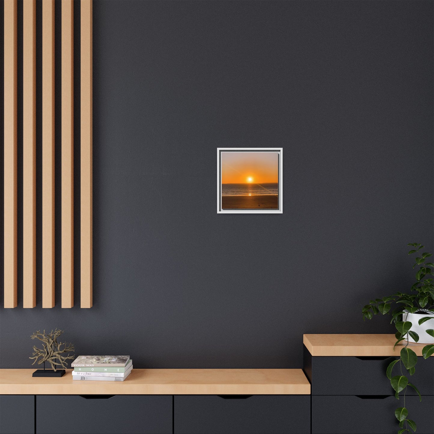 Sunset in Ocean Matte Canvas, Framed (Multi-color)