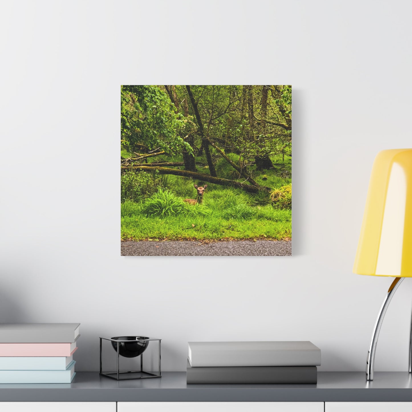 Deer in Ditch Matte Canvas, Stretched, 1.25"