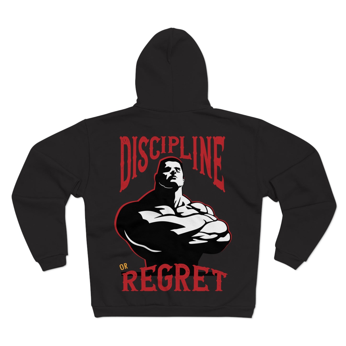 Motivational Unisex Hooded Zip Sweatshirt - 'Discipline or Regret'