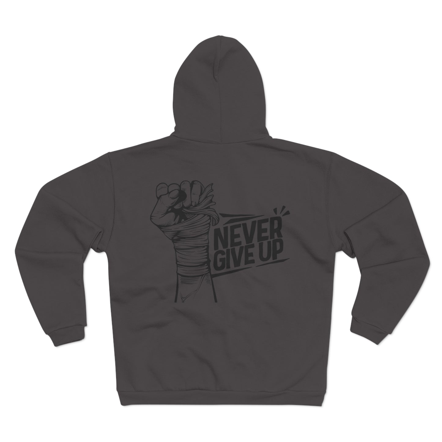Unisex Zip Hoodie - 'Never Give Up' Motivational Sweatshirt