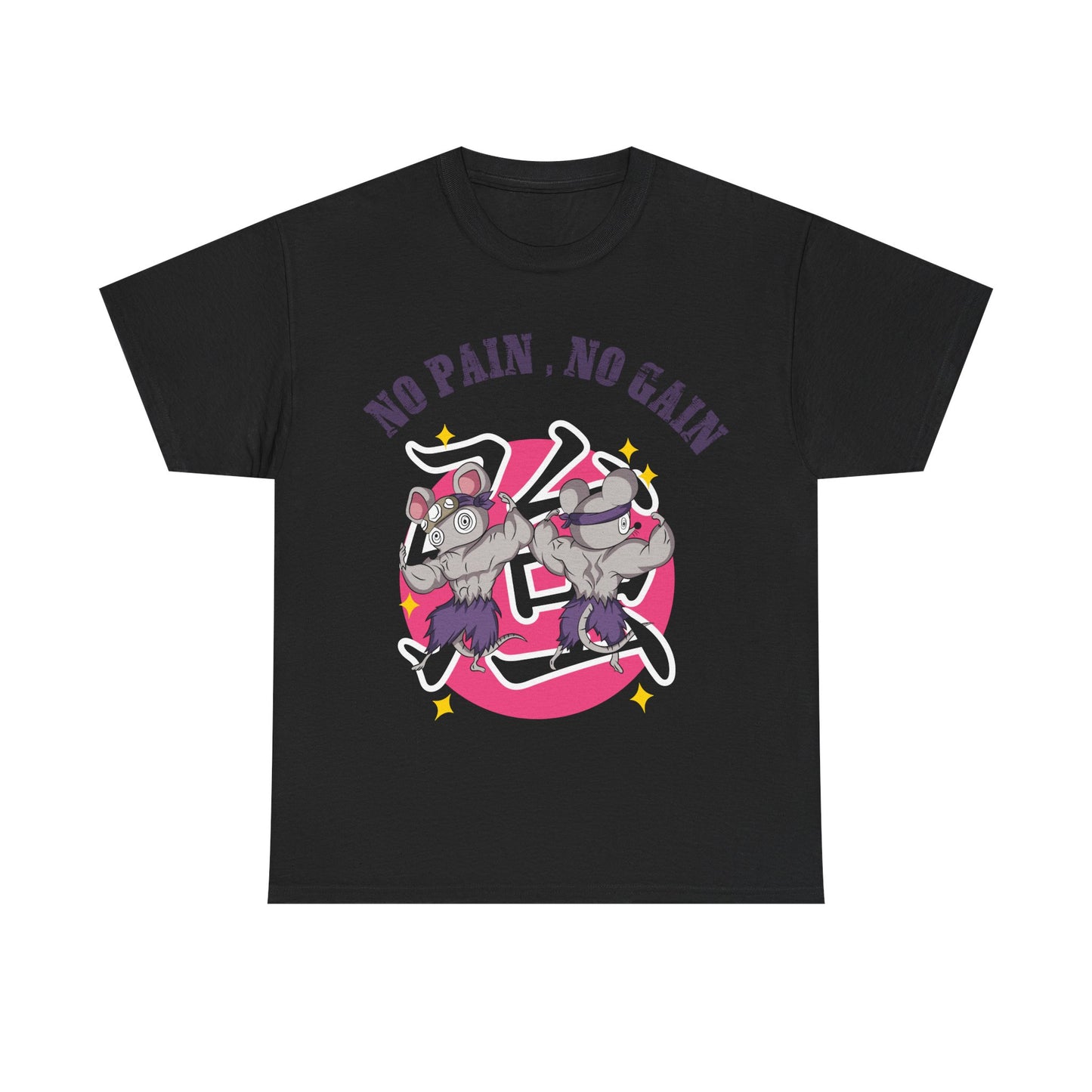 "No Pain No Gain" Unisex Heavy Cotton Tee - Motivational Fitness Shirt for Gym Lovers Black