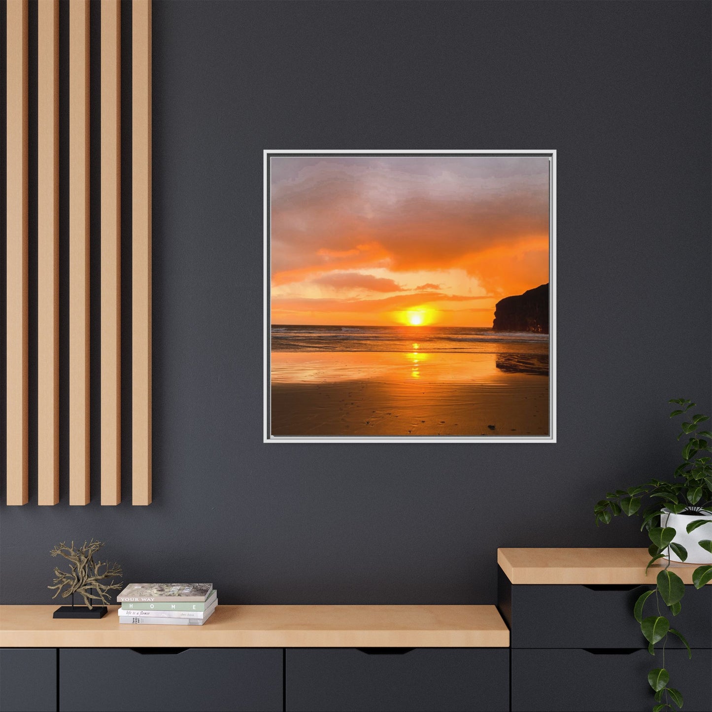 Sunset in Ballybunion Matte Canvas, Framed (Multi-color)