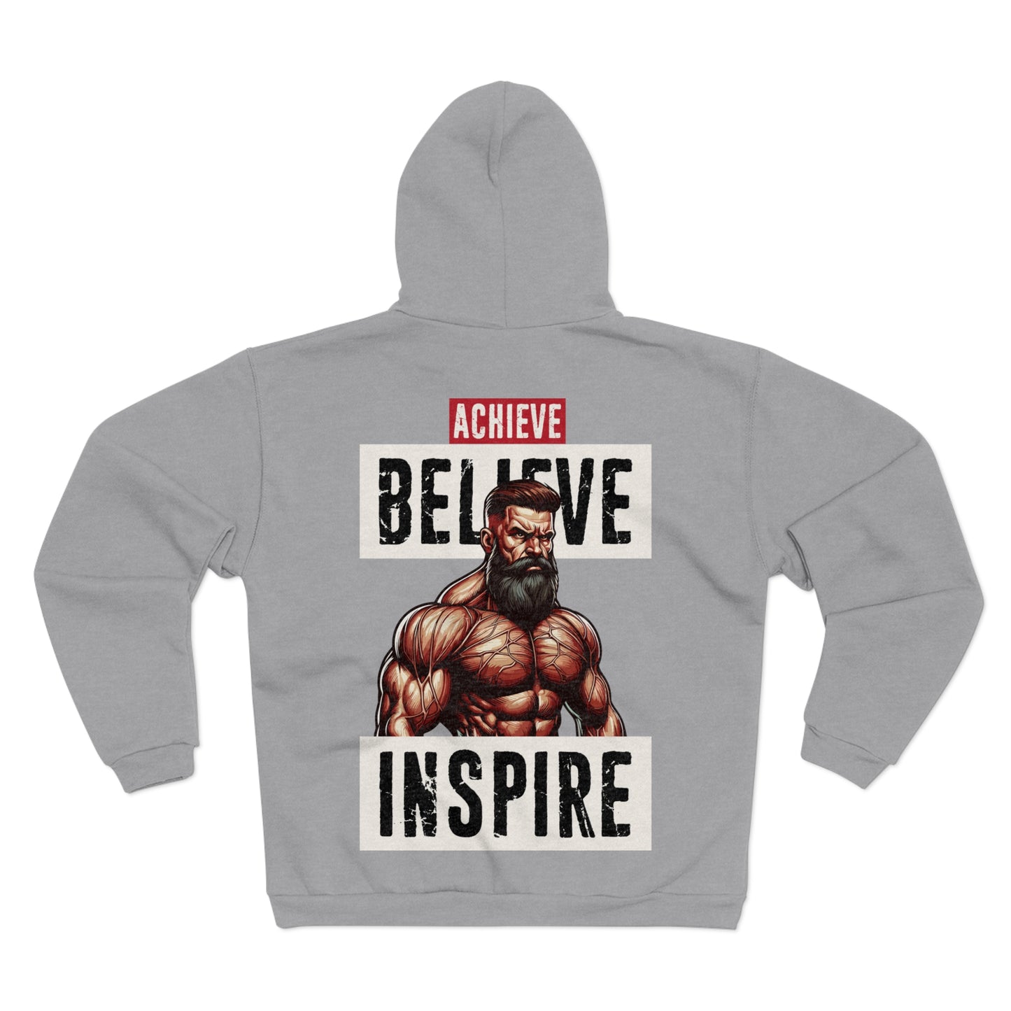 Achieve Believe Inspire Unisex Hooded Zip Sweatshirt - Motivational Fitness Apparel