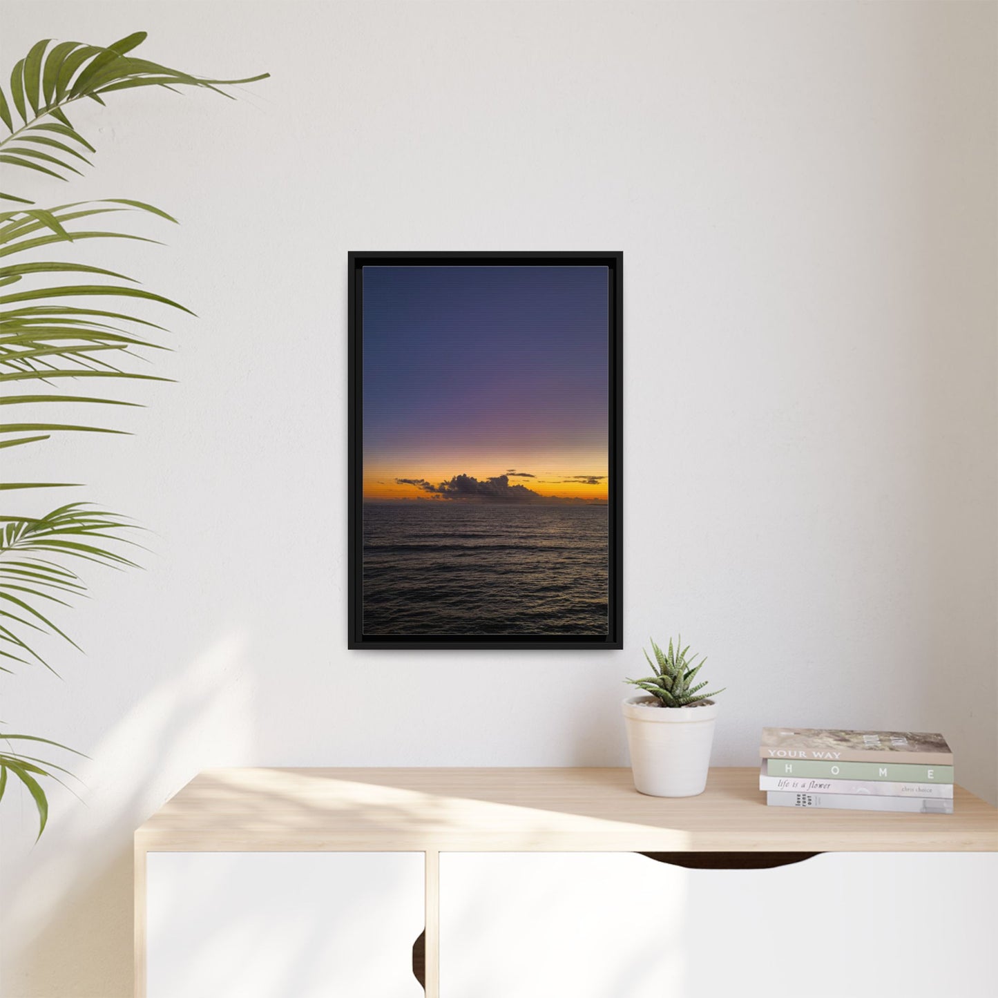 Sunset in Ocean 2 Matte Canvas, Framed (Multi-color)