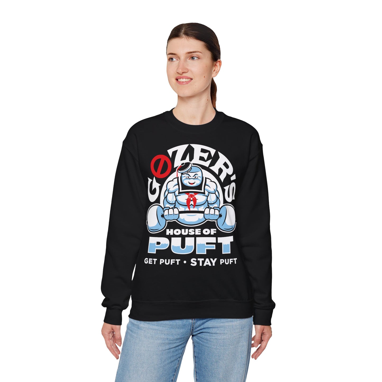 Gozer's House of Puft Unisex Crewneck Sweatshirt - Get Puft, Stay Puft - Perfect for Ghostbusters Fans! Black