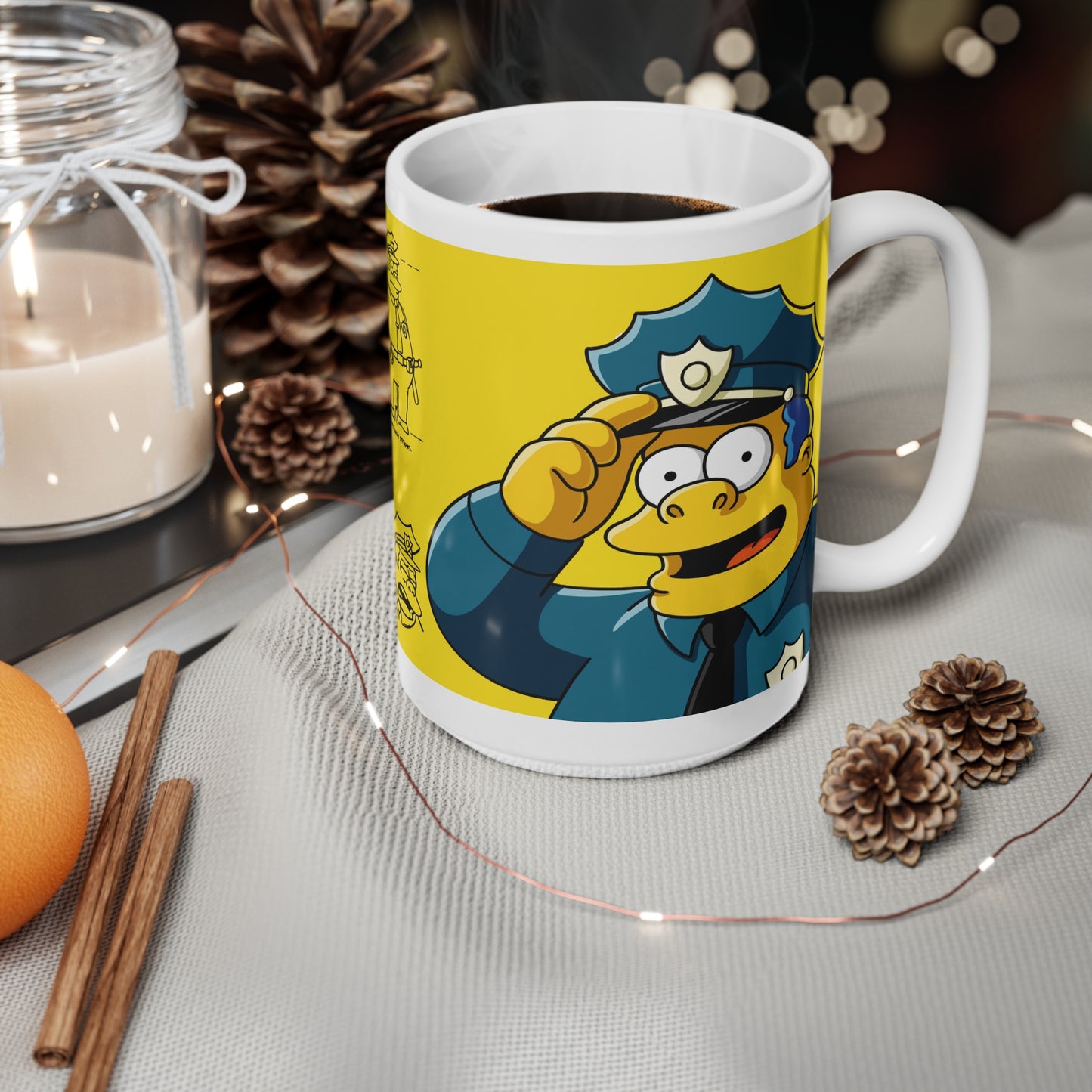Funny Cartoon Chief Coffee Mug - 11oz & 15oz - Ideal Gift for Police Enthusiasts