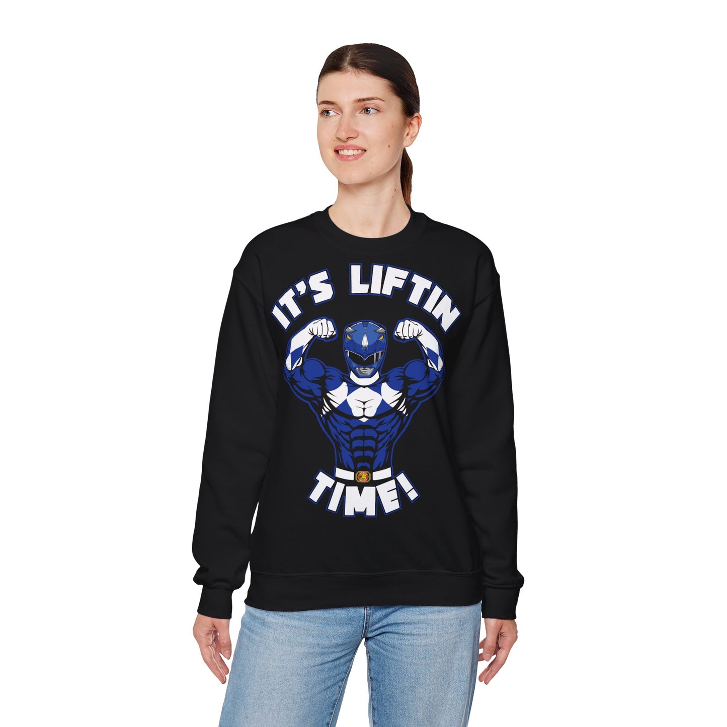 Unisex Heavy Blend™ Crewneck Sweatshirt - Liftin' Time Superhero Gym Apparel Black
