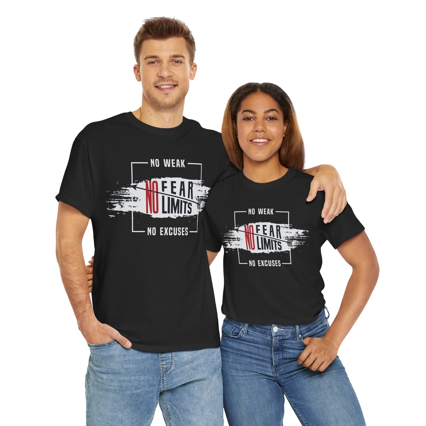 Motivational Unisex Heavy Cotton Tee - "No Fear, No Limits"