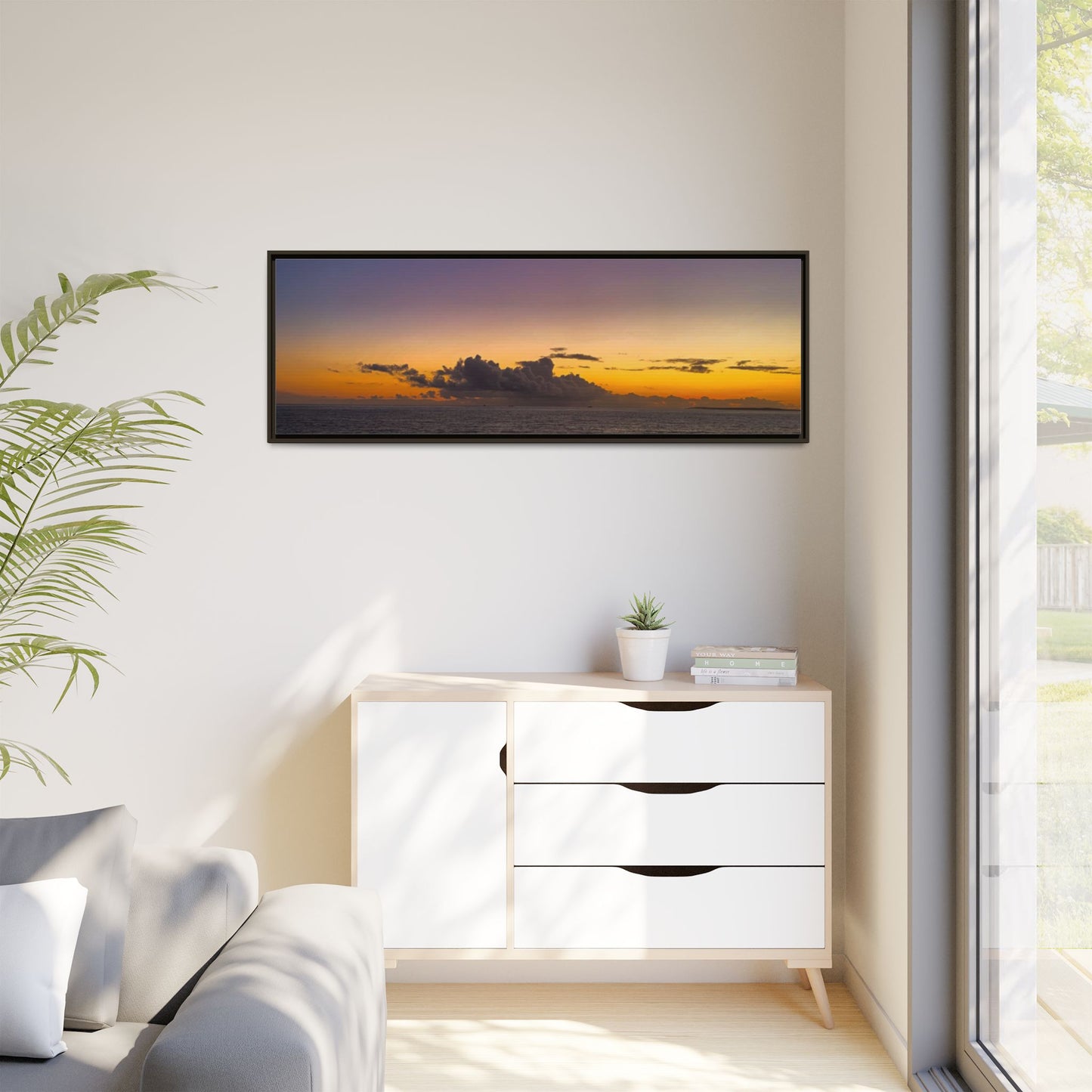 Sunset in Ocean 2 Matte Canvas, Framed (Multi-color)