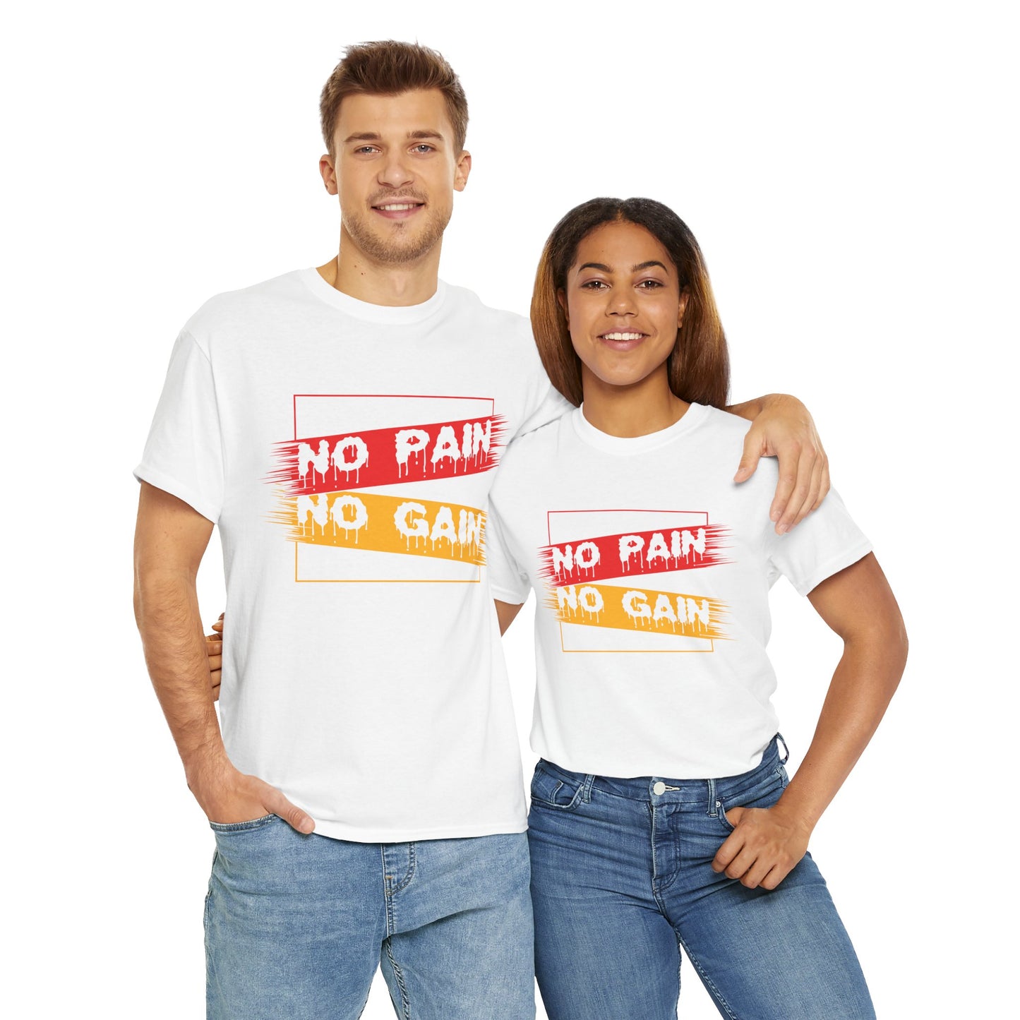 Motivational Unisex Heavy Cotton Tee - "No Pain No Gain" Workout Shirt