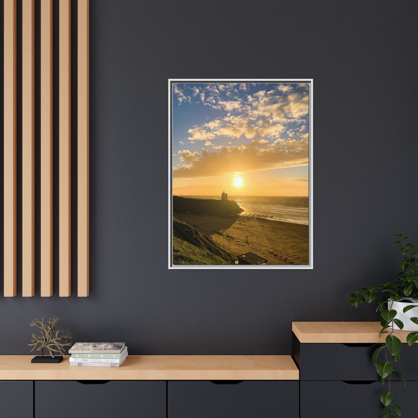 Ballybunion Sunset Castle Matte Canvas, Framed (Multi-color)