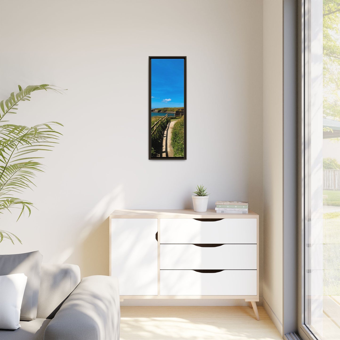 Cliff Trail Ballybunion Matte Canvas, Framed (Multi-color)