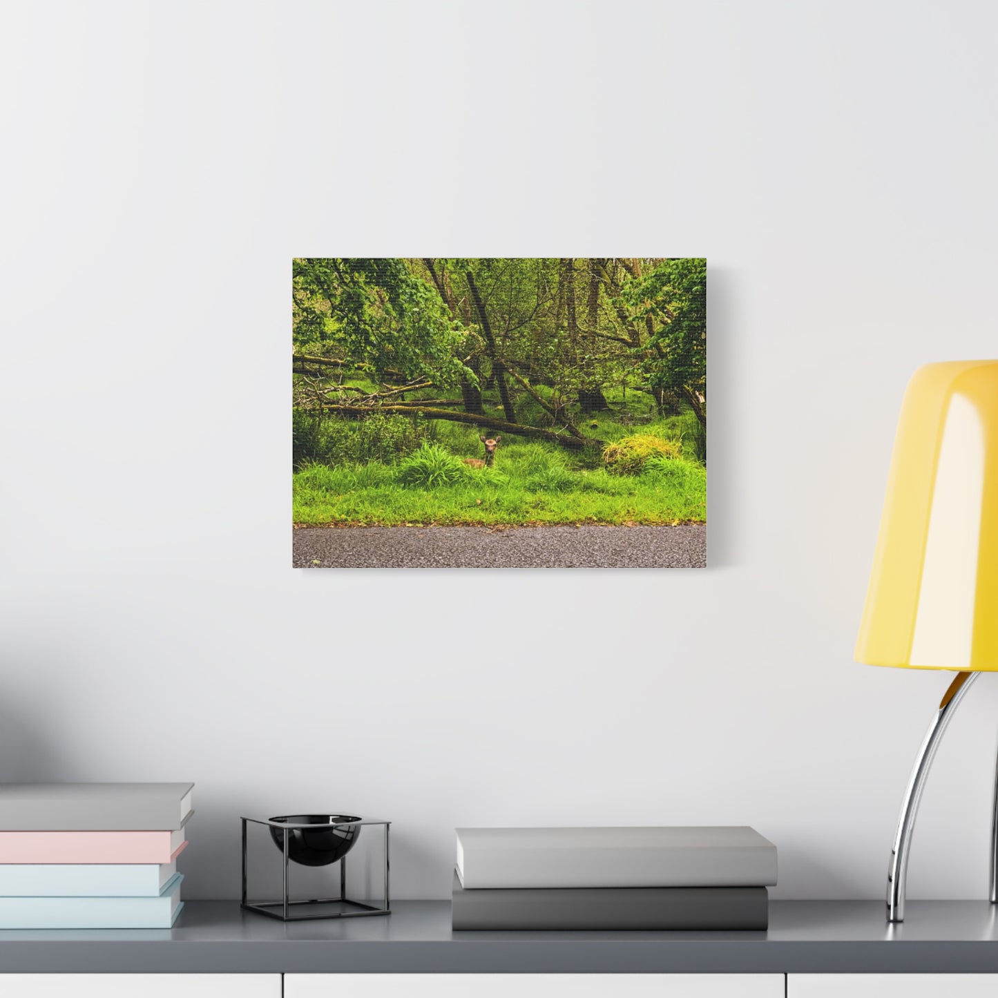 Deer in Ditch Matte Canvas, Stretched, 1.25"