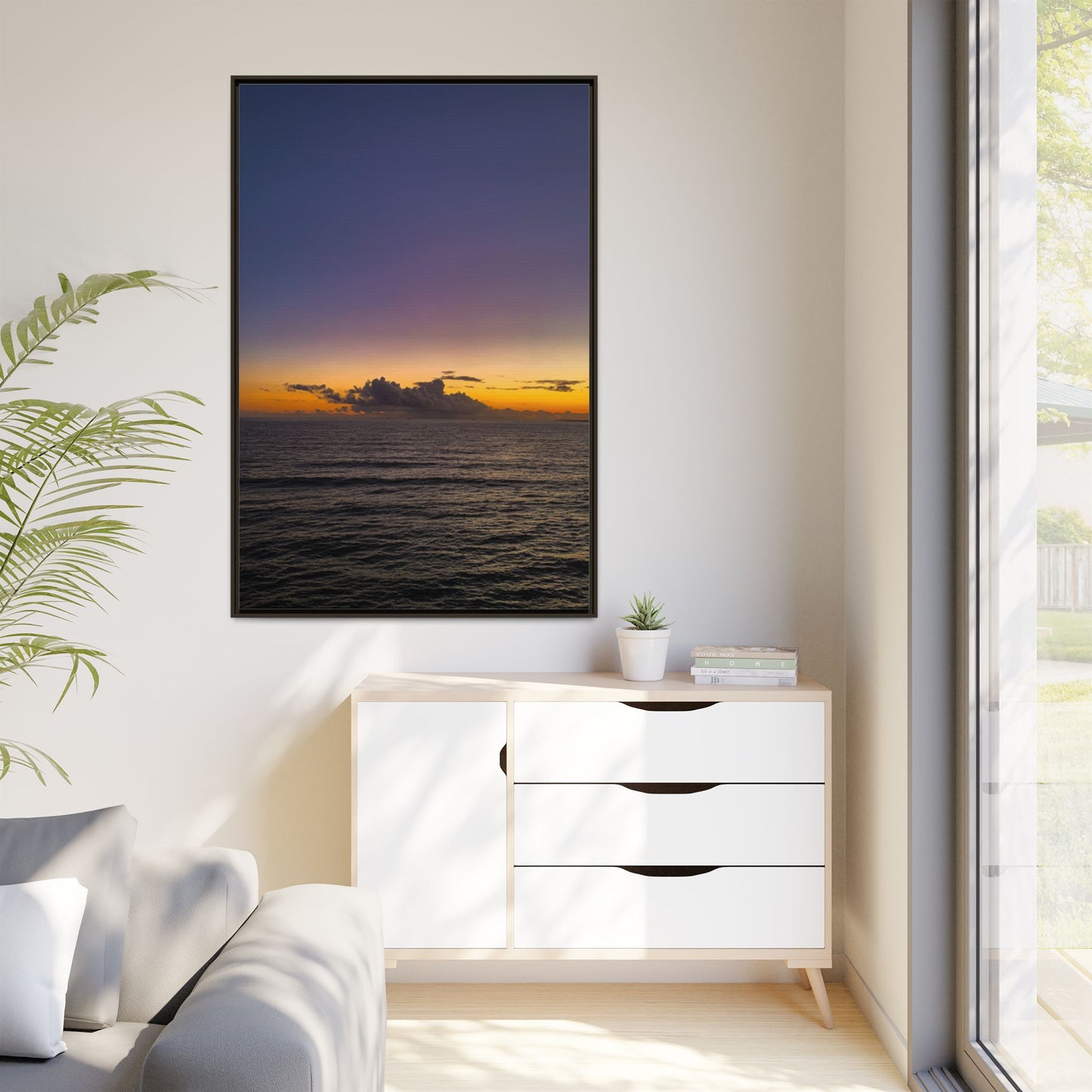Sunset in Ocean 2 Matte Canvas, Framed (Multi-color)