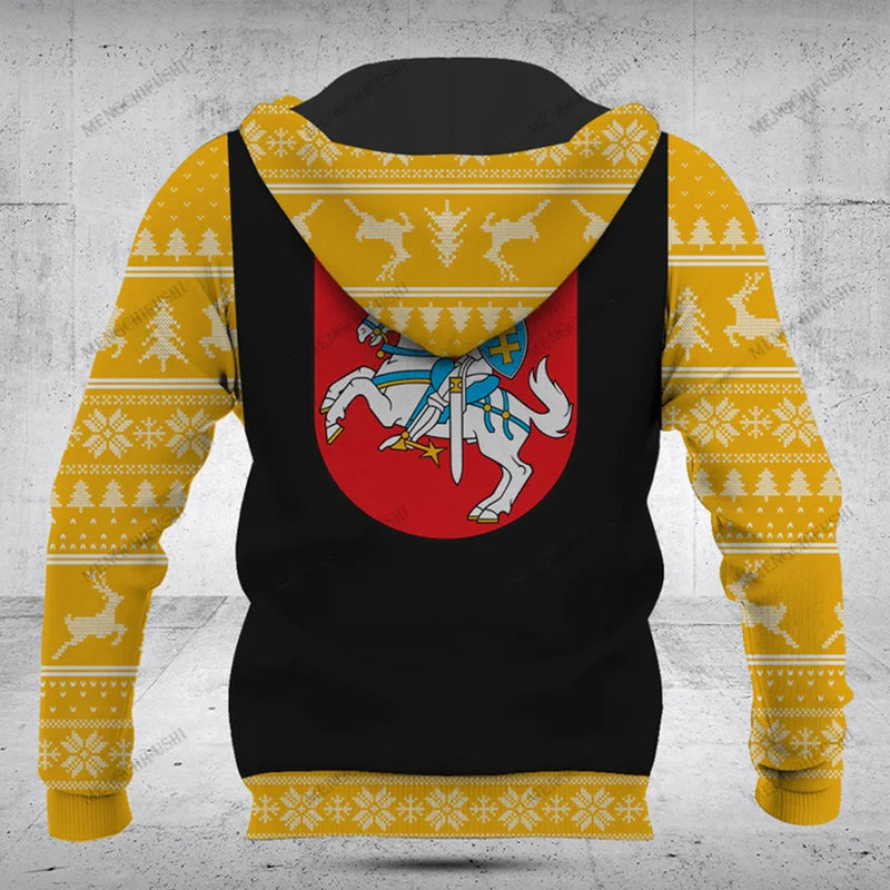 Customize Lithuania Symbol Christmas Unisex Hoodies Loose Tops Sweatshirts Winter