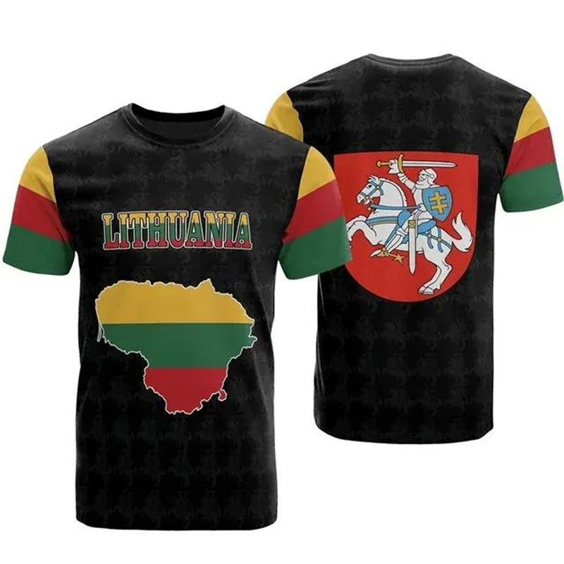 Fashion Lithuania Flag T-shirt 3D Printed National Emblem 2025