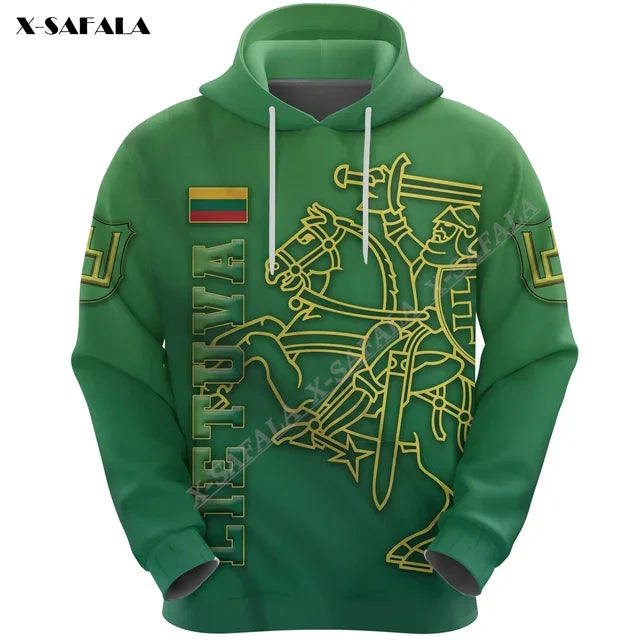 Proud To Be Lithuania Lietuva Circle Stripes Flag 3D Print Hoodie