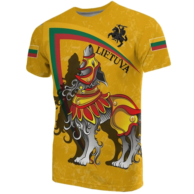 Lithuania 3D Print T Shirt National Emblem Pattern Short Sleeve