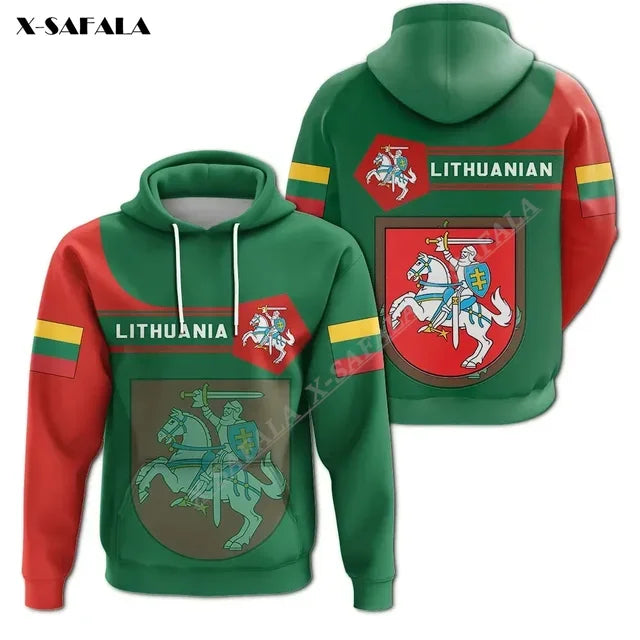 Proud To Be Lithuania Lietuva Circle Stripes Flag 3D Print Hoodie