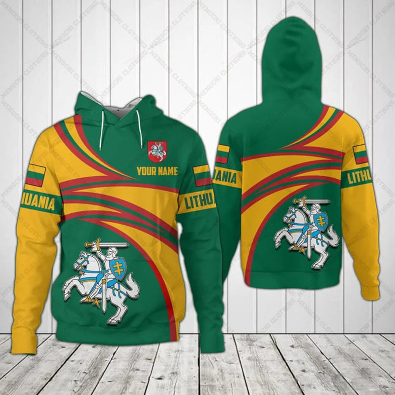 Customize Lithuania Emblem Stylish Graphic Hoodies Lithuania
