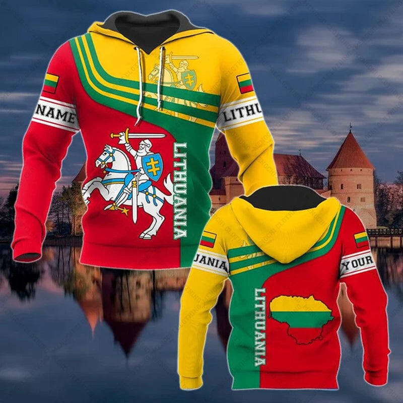 Customize Lithuania Emblem Stylish Graphic Hoodies Lithuania
