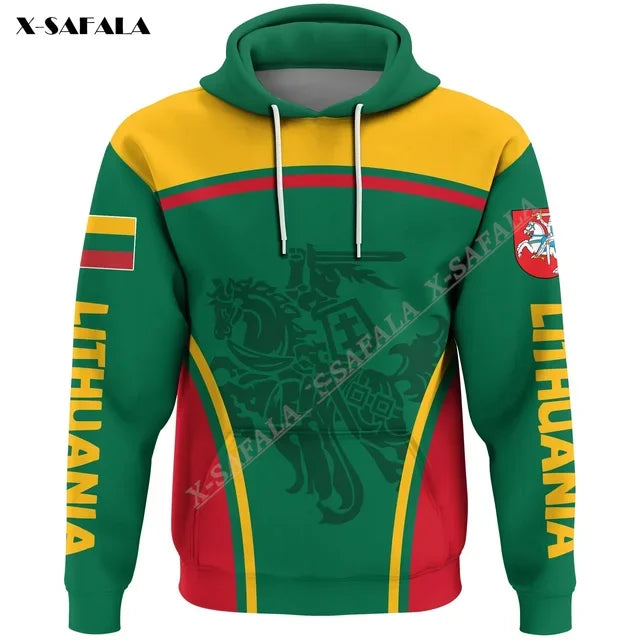 Proud To Be Lithuania Lietuva Circle Stripes Flag 3D Print Hoodie