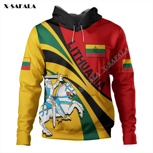Proud To Be Lithuania Lietuva Circle Stripes Flag 3D Print Hoodie