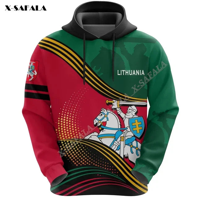 Proud To Be Lithuania Lietuva Circle Stripes Flag 3D Print Hoodie